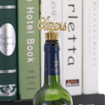 Creative CHEERS Shape Wine Stoppers Κράμα ψευδαργύρου Χρυσό Δώρα γιορτής γιορτής Μικρές μπομπονιέρες γάμου για καλεσμένους Αξεσουάρ κρασιού