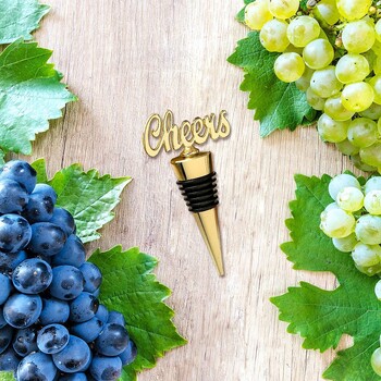 Creative CHEERS Shape Wine Stoppers Κράμα ψευδαργύρου Χρυσό Δώρα γιορτής γιορτής Μικρές μπομπονιέρες γάμου για καλεσμένους Αξεσουάρ κρασιού