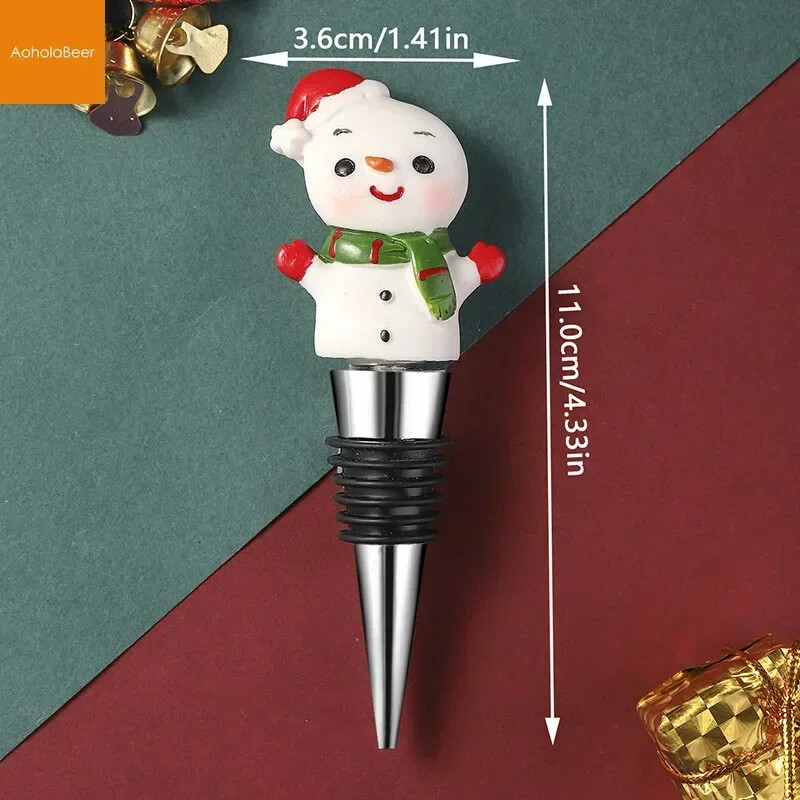 1db karácsonyi ajándékok bordugók bár parti dekoráció kézműves hóember frissen tartó bor pezsgődugó otthoni bár üveg dekoráció