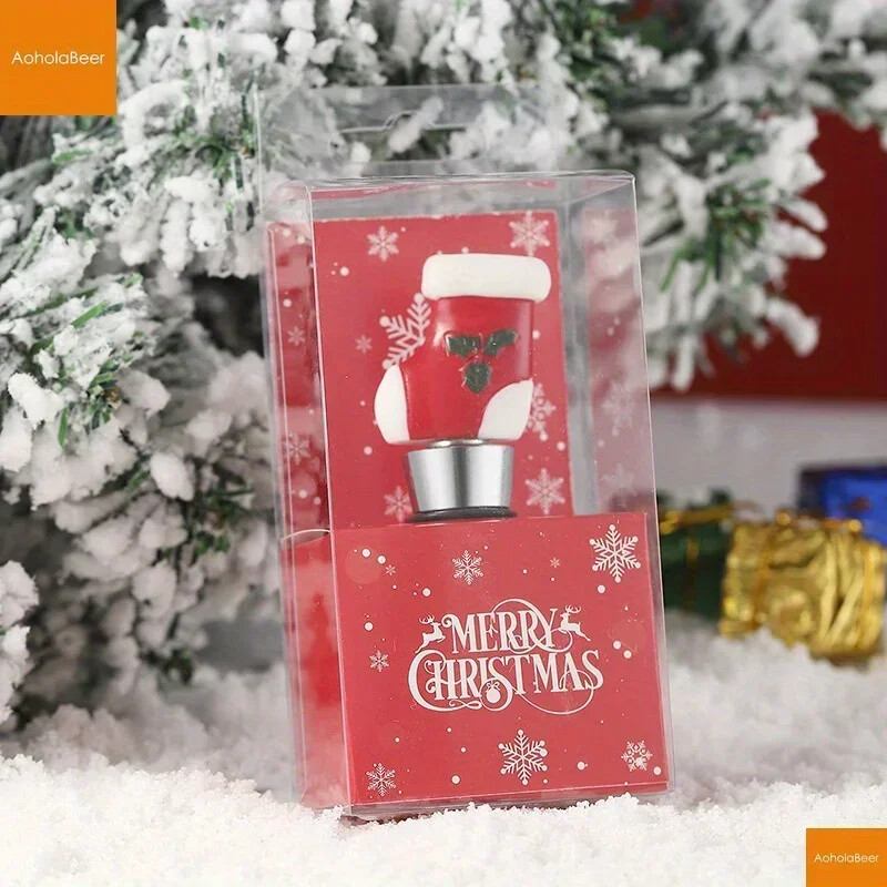 1db karácsonyi ajándékok bordugók bár parti dekoráció kézműves hóember frissen tartó bor pezsgődugó otthoni bár üveg dekoráció