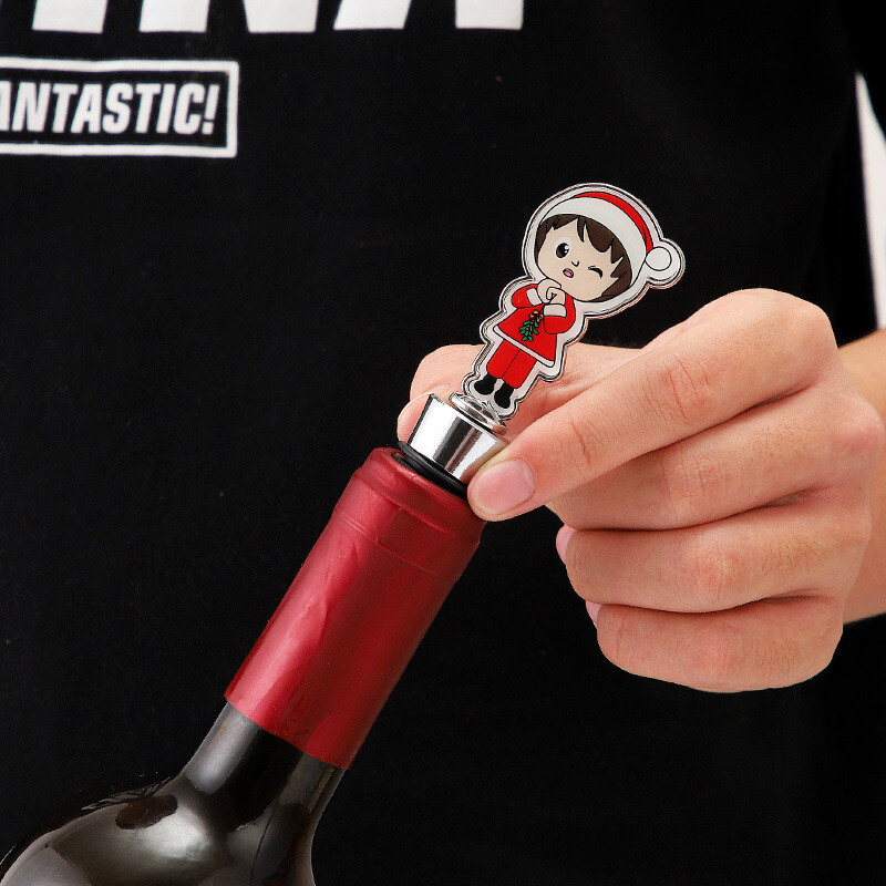 Χριστουγεννιάτικη σειρά 1 τεμ. Πώμα κρασιού επαναχρησιμοποιήσιμος φελλός Διακόσμηση χιονάνθρωπου σε σχήμα φρεσκάδας, σφραγισμένο βύσμα μπάρα καπακιού