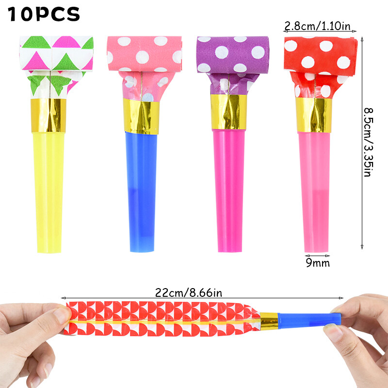 10/20 vnt. Spalvinga partija pučiamas drakono švilpukas Juokingas žaislas, skirtas vaikams, skirtas gimtadienio vakarėliui, pučiamasis ritinys, linksmas trimito rekvizitas, plastikiniai žaislai