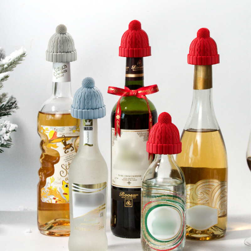 Újrafelhasználható szilikon bordugók palackzáró légmentesen záródó dugó Biztonságos parafa rudak szerszámok karácsonyi kupakok