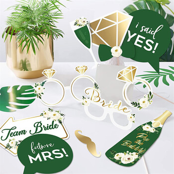 1bag Leaves Team Bride to Be Paper Photo Booth Props Mask Photobooth Bachelorette Hen Party Νυφικό Ντους Διακόσμηση γάμου