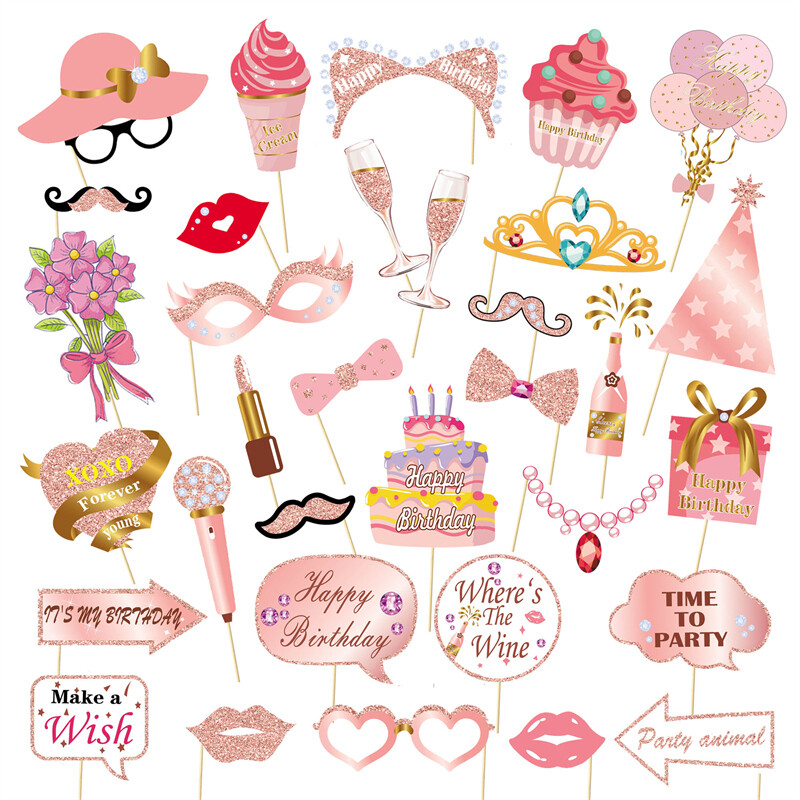 1 zacskó Boldog születésnapot 13. 30. 40. 50. 60. Papír Photo Booth kellékek Felnőtt Születésnapi Party Photo Booth kellékek Dekorációs kellékek