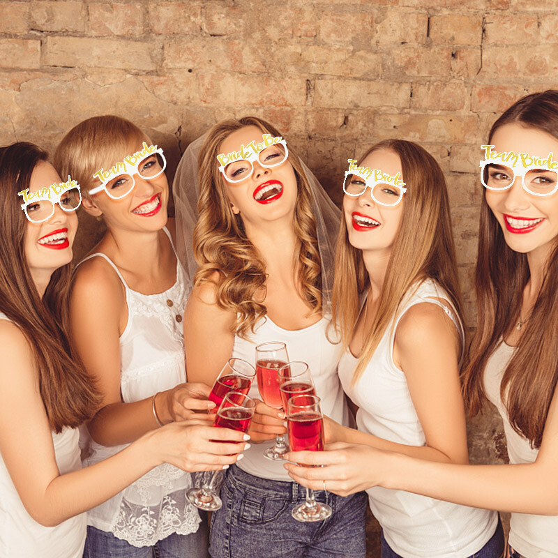 10/20db csapat menyasszony papír szemüveg menyasszony menyasszony zuhany Leánybúcsú Esküvői dekorációs kellékek fotófülke kellékek