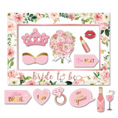 1 Állítsa be a Team Bride-t fotófülke-támasztékként papírkerettel Leánybúcsú dekorációs kellékek Esküvői menyasszonyi zuhany leánybúcsú tartozéka
