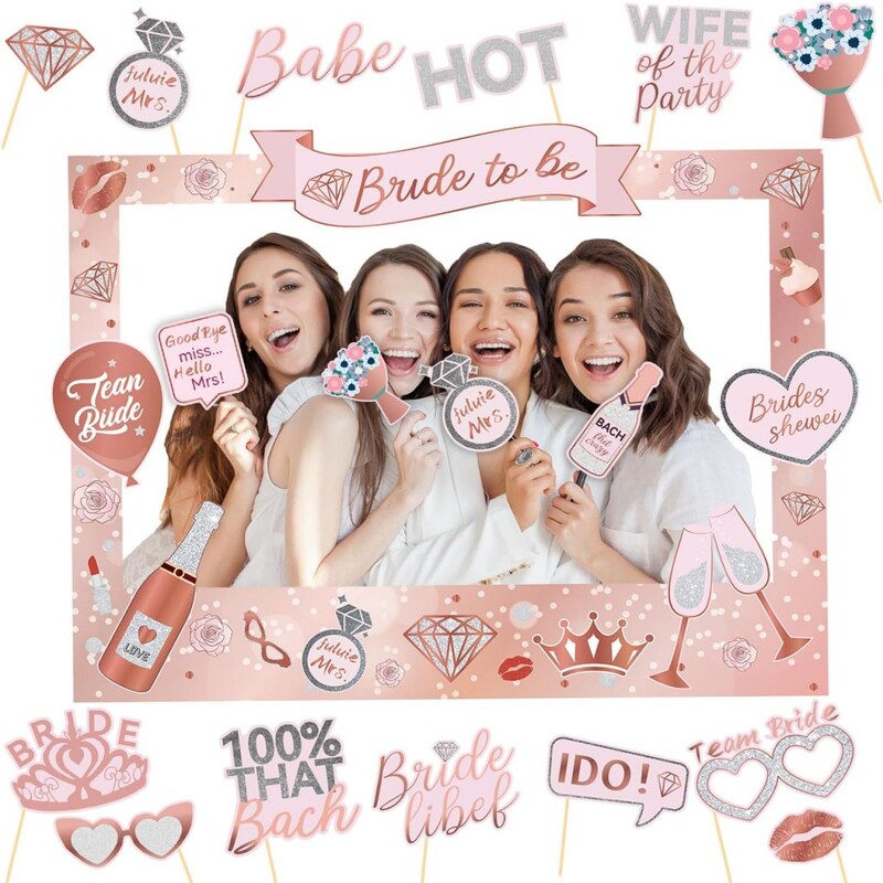 1 Állítsa be a Team Bride-t fotófülke-támasztékként papírkerettel Leánybúcsú dekorációs kellékek Esküvői menyasszonyi zuhany leánybúcsú tartozéka