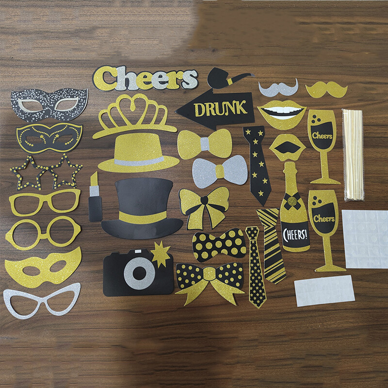 30Pcs The Bride`s Party Photo Booth Props για Γάμους γενεθλίων Αποφοίτηση Πρωτοχρονιάτικο Προμήθειες για πάρτι Καπέλα Κραγιόν Κορώνες γραβάτα