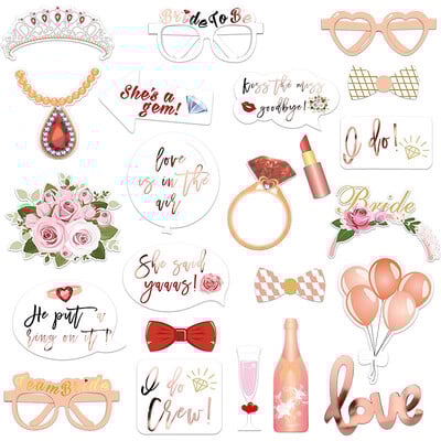 1 rinkinys Bride To Be Handheld Photo Prop Kartoninis Žiedas Šampano akiniai Rėmas Prop Višta mergvakario Reikmenys Vestuvių Dušo Deco