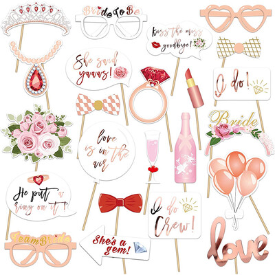 1 rinkinys Bride To Be Handheld Photo Prop Kartoninis Žiedas Šampano akiniai Rėmas Prop Višta mergvakario Reikmenys Vestuvių Dušo Deco