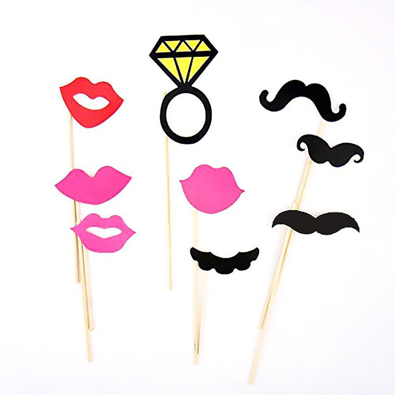 30db Photo Booth kellékek DIY Single Queen Princess Maszk Szemüvegek Bajusz ajak Egy Stick Photobooth Kellékek Esküvői parti kellékek
