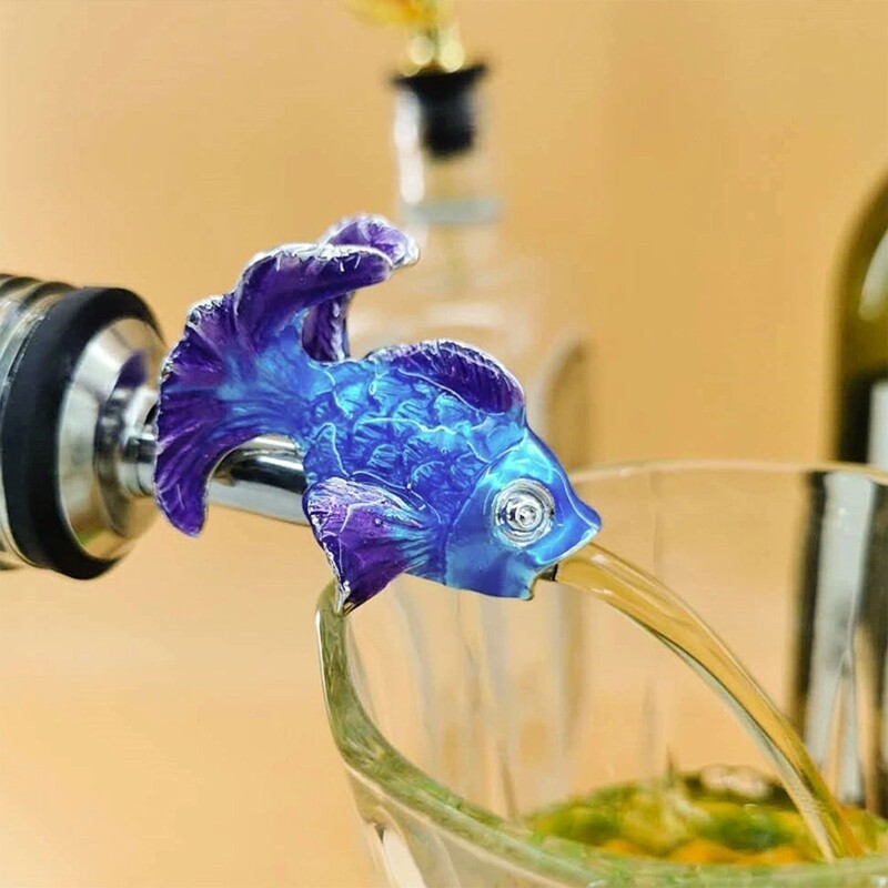 Vyno butelio kamštis Cinko lydinys, skirtas Creative Gold Fish Butelių šampano kamšteliai Praktiškumas Vakuuminis uždarytas vyno butelio stotelė