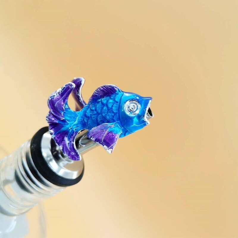 Vyno butelio kamštis Cinko lydinys, skirtas Creative Gold Fish Butelių šampano kamšteliai Praktiškumas Vakuuminis uždarytas vyno butelio stotelė