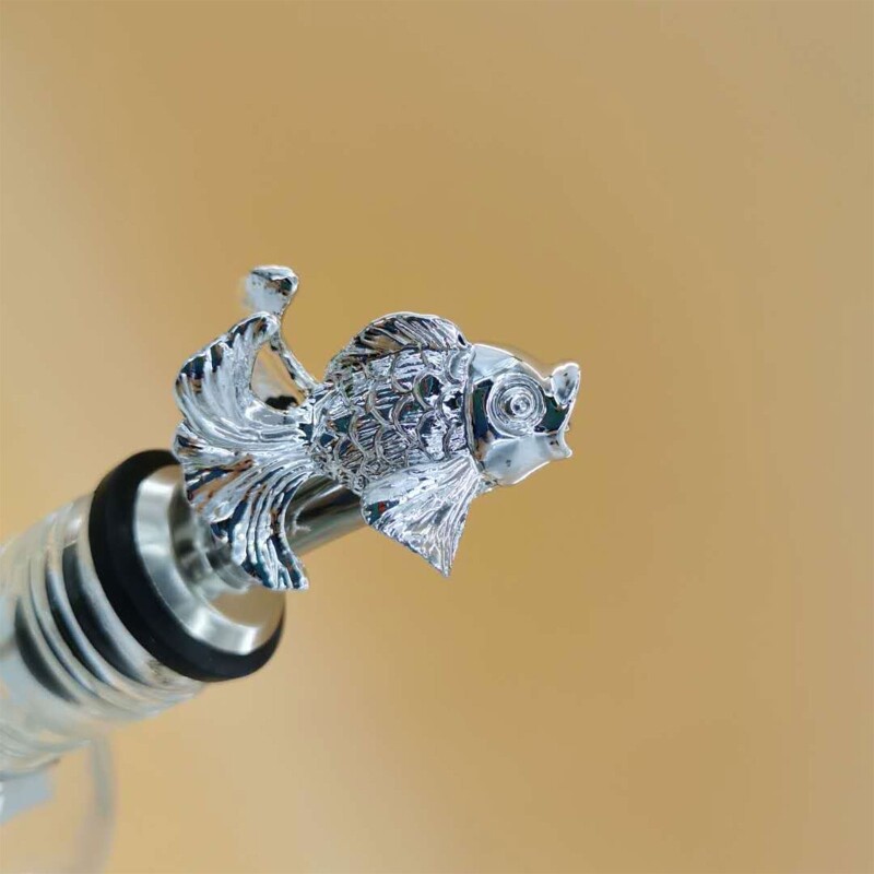 Vyno butelio kamštis Cinko lydinys, skirtas Creative Gold Fish Butelių šampano kamšteliai Praktiškumas Vakuuminis uždarytas vyno butelio stotelė