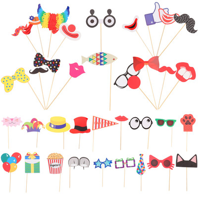 Mellékelt Photo Booth kellékek Cirkusz fotó kellékek esküvői születésnapi karneválhoz Bachelorette ruha kellékek parti kellékek