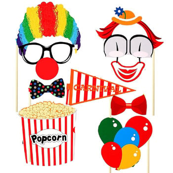 Photo Booth Props Carnival Circus Party Γενέθλια Προμήθειες Μπομπονιέρα Αποφοίτηση Κιτ Selfie Dressdecor