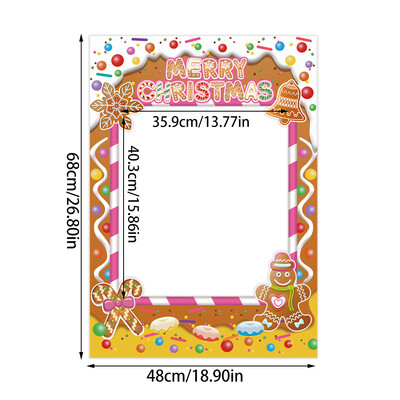 Karácsonyi Photo Booth kellékek DIY Gingerbread Man House szelfi Kép Photo Booth keret karácsonyi partik kedvencei játékok gyerekeknek felnőtteknek