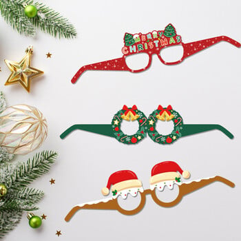 6/12Pcs Cartoon Merry Christmas Paper Glasses Santa Claus Snowman Elk Xmas Tree Glasses Xmas Party Kids Gift Prop Supplies