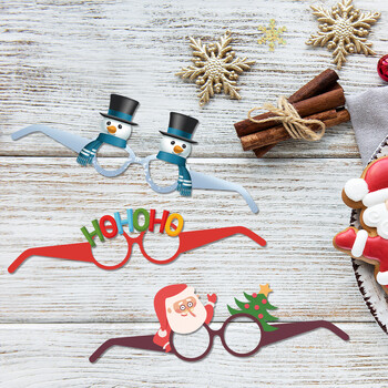 6/12Pcs Cartoon Merry Christmas Paper Glasses Santa Claus Snowman Elk Xmas Tree Glasses Xmas Party Kids Gift Prop Supplies