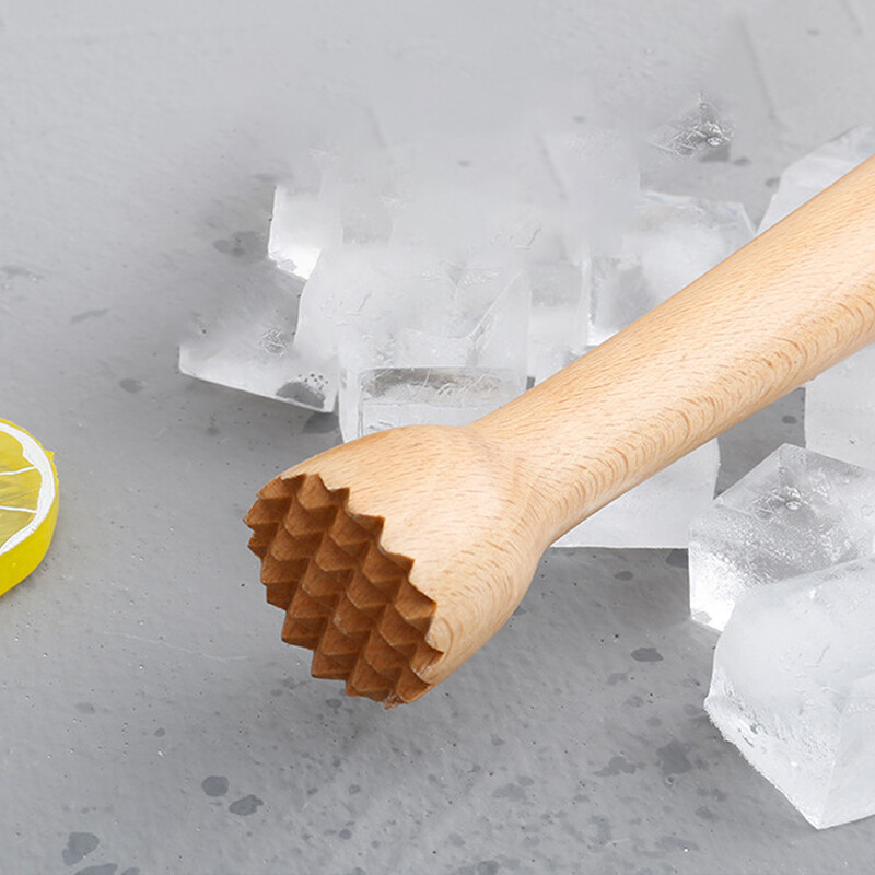 Leeseph medinis maišytuvas kokteiliams, medžio ledo smulkintuvo maišytuvo įrankis, virtuvės įrankis česnakų žolelių vaisiams