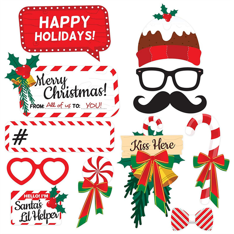 38 de bucăți Fotografii de Crăciun Măști de Om de Zăpadă de Moș Crăciun Buze Barbă Recuzită Foto de Anul Nou Decor pentru petreceri de Crăciun Cadouri de Noel Navidad