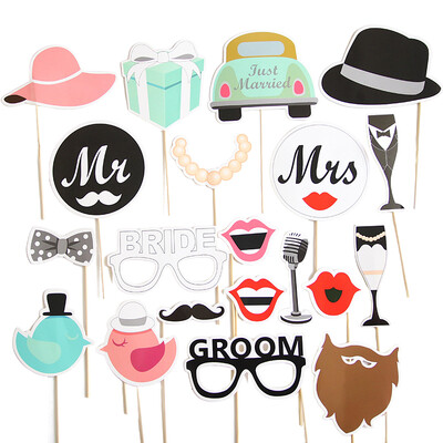 Διακόσμηση γάμου Photo Booth Props DIY γυαλιά για τα χείλη μουστάκι Team Bride Groom Mrs Mrs Bridal Shower Decor Hen Party Supplies