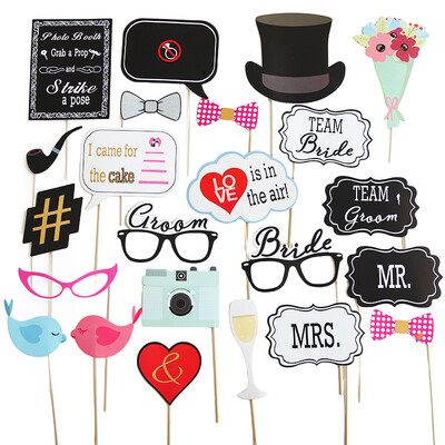 Διακόσμηση γάμου Photo Booth Props DIY γυαλιά για τα χείλη μουστάκι Team Bride Groom Mrs Mrs Bridal Shower Decor Hen Party Supplies