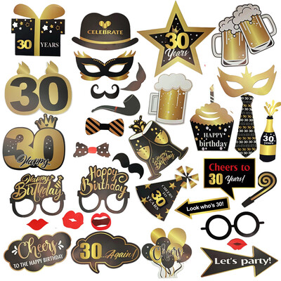 1db Rose Gold 30 40 50 60 éves műanyag szemüvegek születésnapi fényképes kellékek felnőtteknek boldog születésnapi parti évfordulós dekorációs kellékei