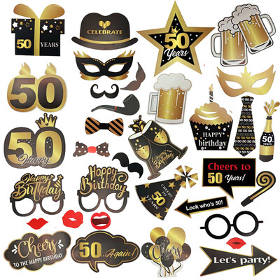 1db Rose Gold 30 40 50 60 éves műanyag szemüvegek születésnapi fényképes kellékek felnőtteknek boldog születésnapi parti évfordulós dekorációs kellékei