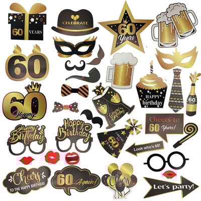 1db Rose Gold 30 40 50 60 éves műanyag szemüvegek születésnapi fényképes kellékek felnőtteknek boldog születésnapi parti évfordulós dekorációs kellékei