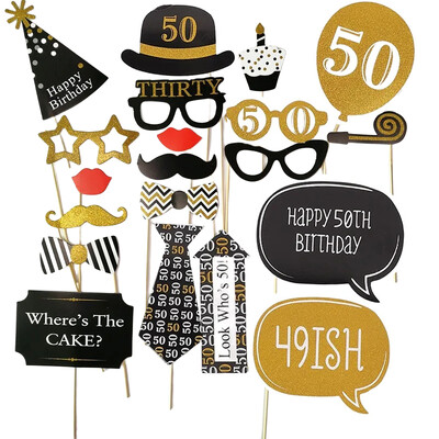 1db Rose Gold 30 40 50 60 éves műanyag szemüvegek születésnapi fényképes kellékek felnőtteknek boldog születésnapi parti évfordulós dekorációs kellékei