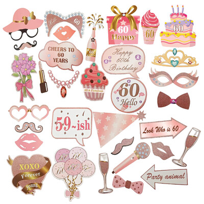 1db Rose Gold 30 40 50 60 éves műanyag szemüvegek születésnapi fényképes kellékek felnőtteknek boldog születésnapi parti évfordulós dekorációs kellékei