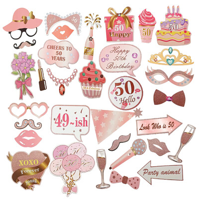 1db Rose Gold 30 40 50 60 éves műanyag szemüvegek születésnapi fényképes kellékek felnőtteknek boldog születésnapi parti évfordulós dekorációs kellékei