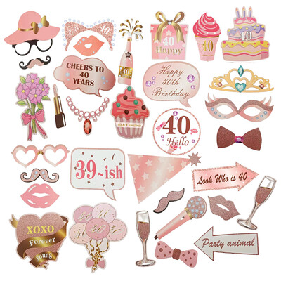 1db Rose Gold 30 40 50 60 éves műanyag szemüvegek születésnapi fényképes kellékek felnőtteknek boldog születésnapi parti évfordulós dekorációs kellékei