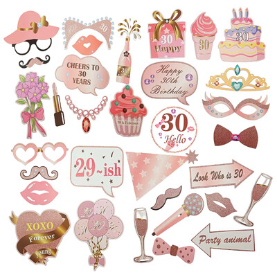 1db Rose Gold 30 40 50 60 éves műanyag szemüvegek születésnapi fényképes kellékek felnőtteknek boldog születésnapi parti évfordulós dekorációs kellékei