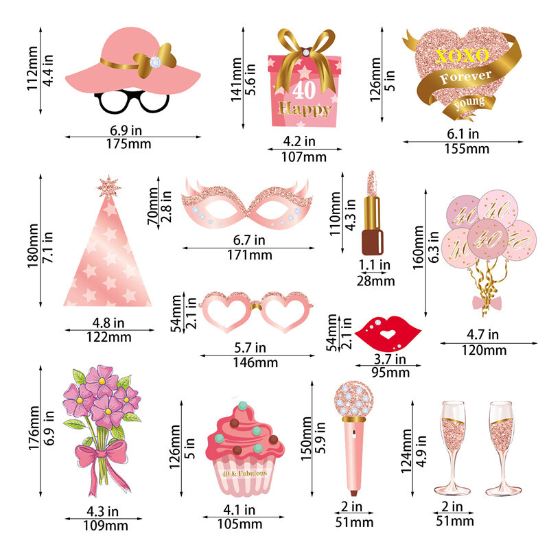 1db Rose Gold 30 40 50 60 éves műanyag szemüvegek születésnapi fényképes kellékek felnőtteknek boldog születésnapi parti évfordulós dekorációs kellékei