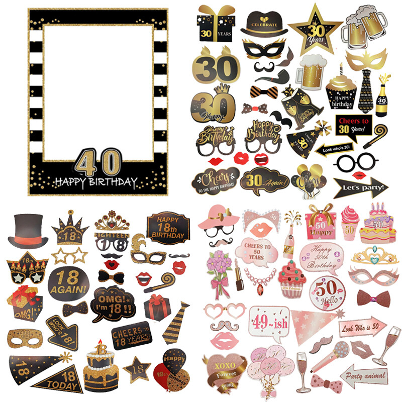 1db Rose Gold 30 40 50 60 éves műanyag szemüvegek születésnapi fényképes kellékek felnőtteknek boldog születésnapi parti évfordulós dekorációs kellékei