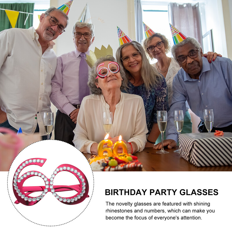 Gimtadienio akiniai, vestuvių ceremonijos papuošimai, jubiliejus, skirtas 60-osioms akinių fotorekvizitų dovanoms