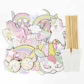 29db/készlet Tematikus Party Unikornis Photo Booth Karton szemüveg Korona Paróka Unikornis Maszk DIY Születésnapi Babazuhany Photobooth kellékek