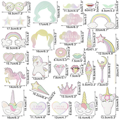 29db/készlet Tematikus Party Unikornis Photo Booth Karton szemüveg Korona Paróka Unikornis Maszk DIY Születésnapi Babazuhany Photobooth kellékek