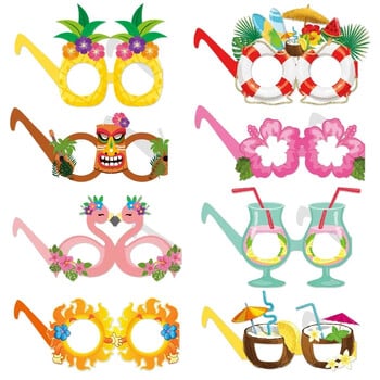 Hawaii Party Декоративни очила Beach Funny Pineapple Flamingo Paper Photograph Glasses Tropical Luau Hawaiian Party Decorations