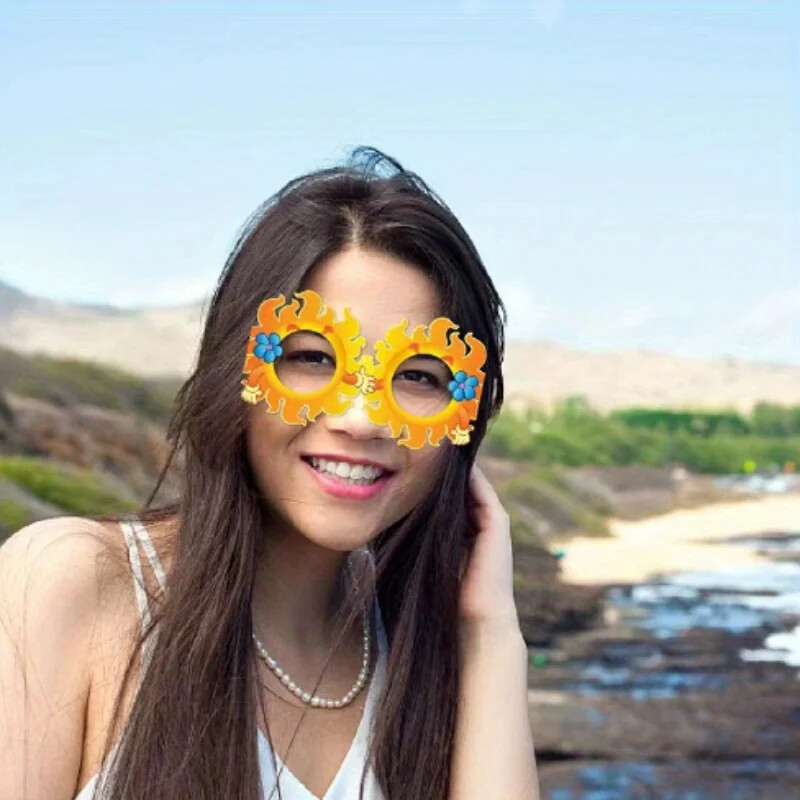 Hawaii Party Dekoratív Szemüvegek Beach Vicces Ananász Flamingó Papír Fényképészeti Szemüvegek Tropical Luau Hawaii Party Dekorációk