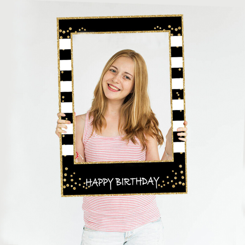 Chicinlife 1 db Boldog születésnapi fotófülke keret kellékek gyerekeknek Születésnapi buli Felnőtteknek PhotoBooth kellékek évfordulós kellékek