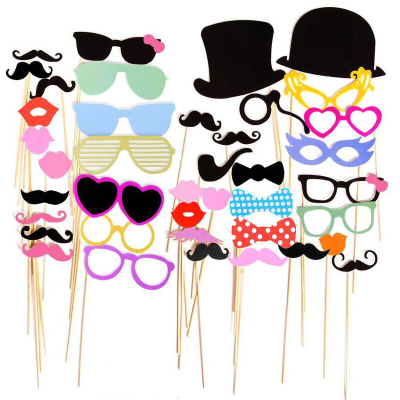 Fotó kellékek Photobooth Just Merried Vicces szemüvegek DIY Születésnapi Babazuhany fiú lány Photo Booth kellékek Esküvői dekorációk