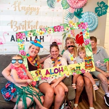 Χαβανέζικο πάρτι Aloha Photo Booth Props Πλαίσιο Καλοκαιρινό Tropical Luau Beach Party Προμήθειες Χρόνια Πολλά Μπομπονιέρες Γάμου Διακόσμησης