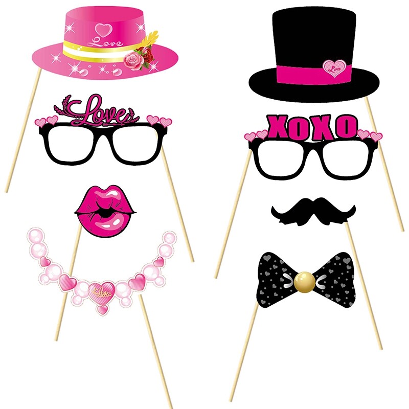 35 τμχ Διακοσμητικά για αστεία πάρτι Photobooth DIY Διακοσμήσεις για πάρτι με μουστάκια Φωτογραφική μηχανή για κοκτέιλ Διακόσμηση για την ημέρα του Αγίου Βαλεντίνου