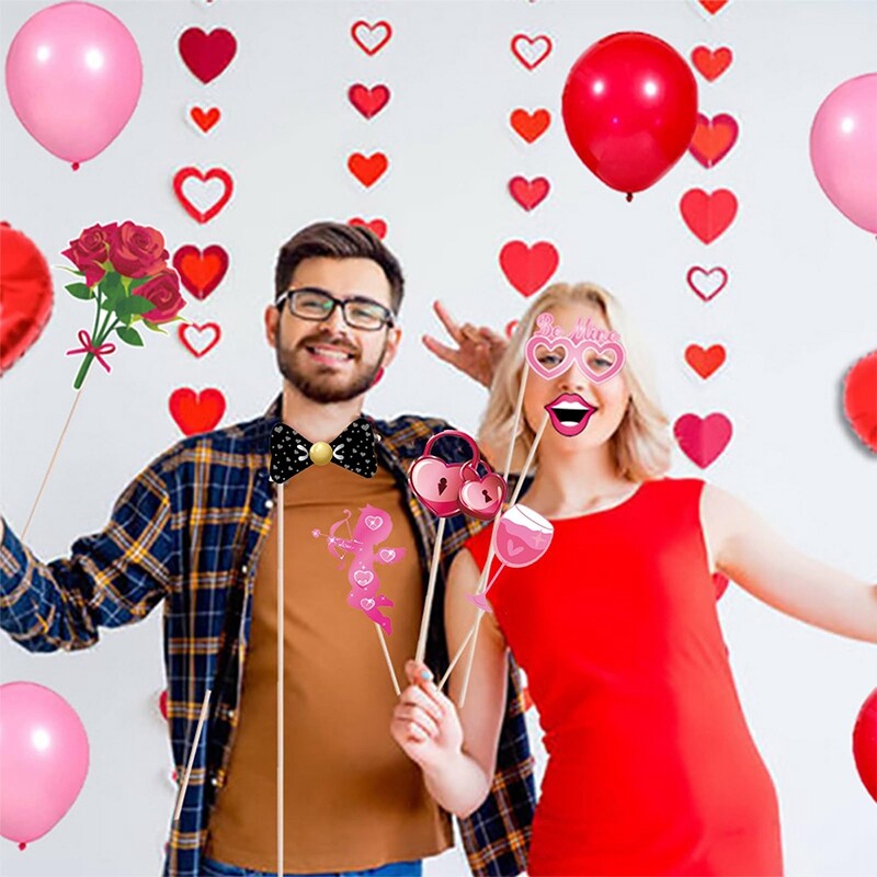 35 τμχ Διακοσμητικά για αστεία πάρτι Photobooth DIY Διακοσμήσεις για πάρτι με μουστάκια Φωτογραφική μηχανή για κοκτέιλ Διακόσμηση για την ημέρα του Αγίου Βαλεντίνου