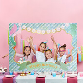 1 db Mermaid Boldog születésnapot Photo Booth kellékek keret Babazuhany a tenger alatt Lány születésnapi parti PhotoBooth kellékek