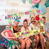 Hawaii Party Photo Booth kellékek Aloha papírkeret nyári trópusi Luau Beach Party dekorációhoz esküvői születésnapi kellékek